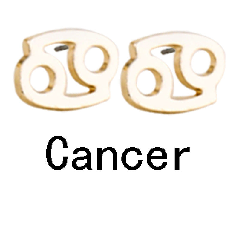 Twelve Constellation Gold-plated Stud Earrings