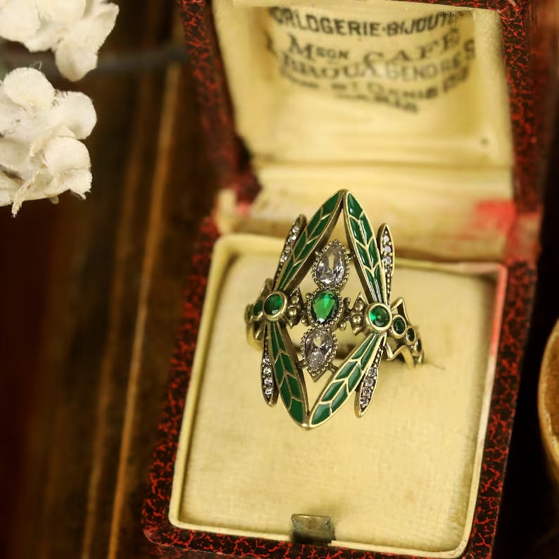 Vintage Dragonfly Gemstone Ring
