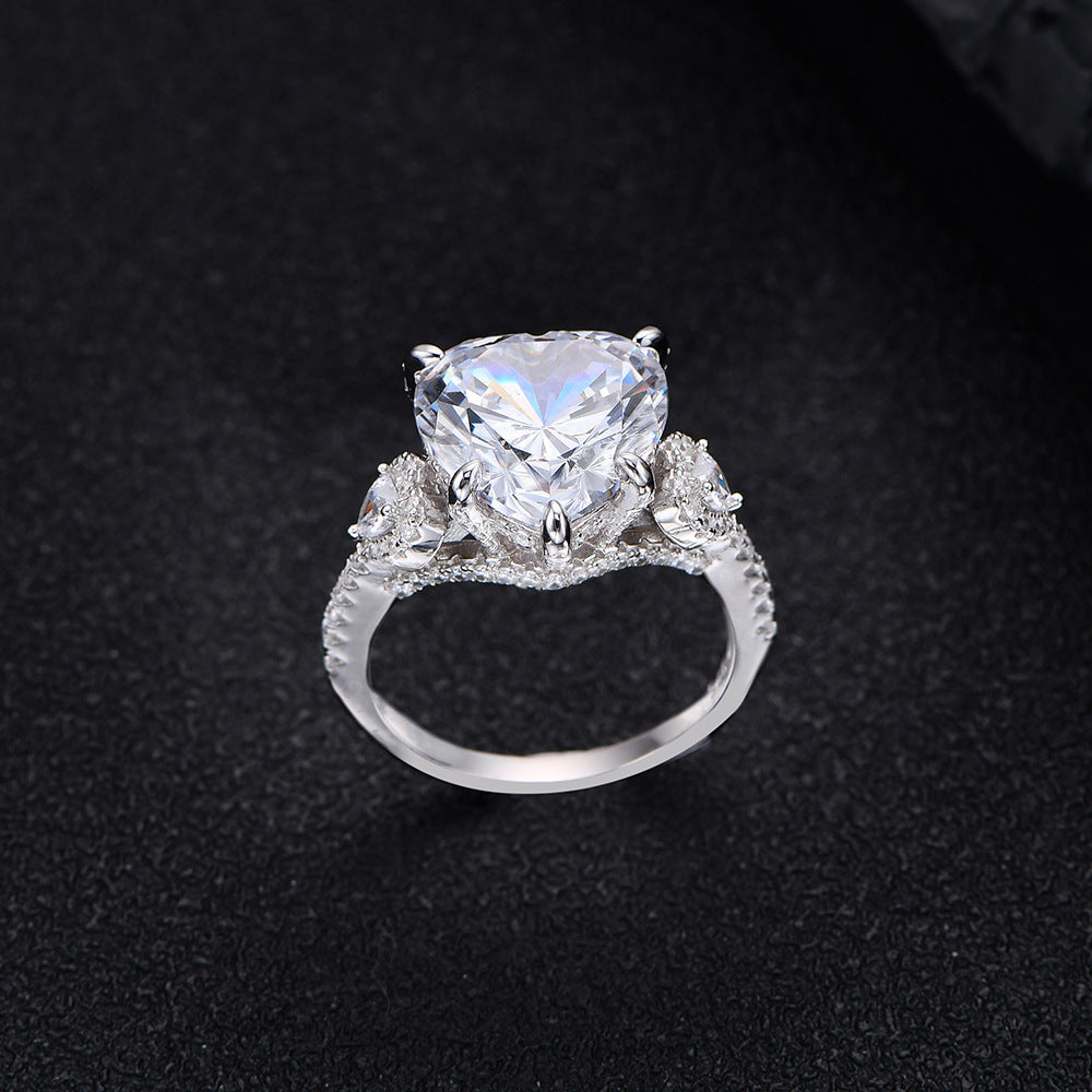 "Pretty as Can Be" - 12mm Inlaid Heart-shaped Diamond Ring