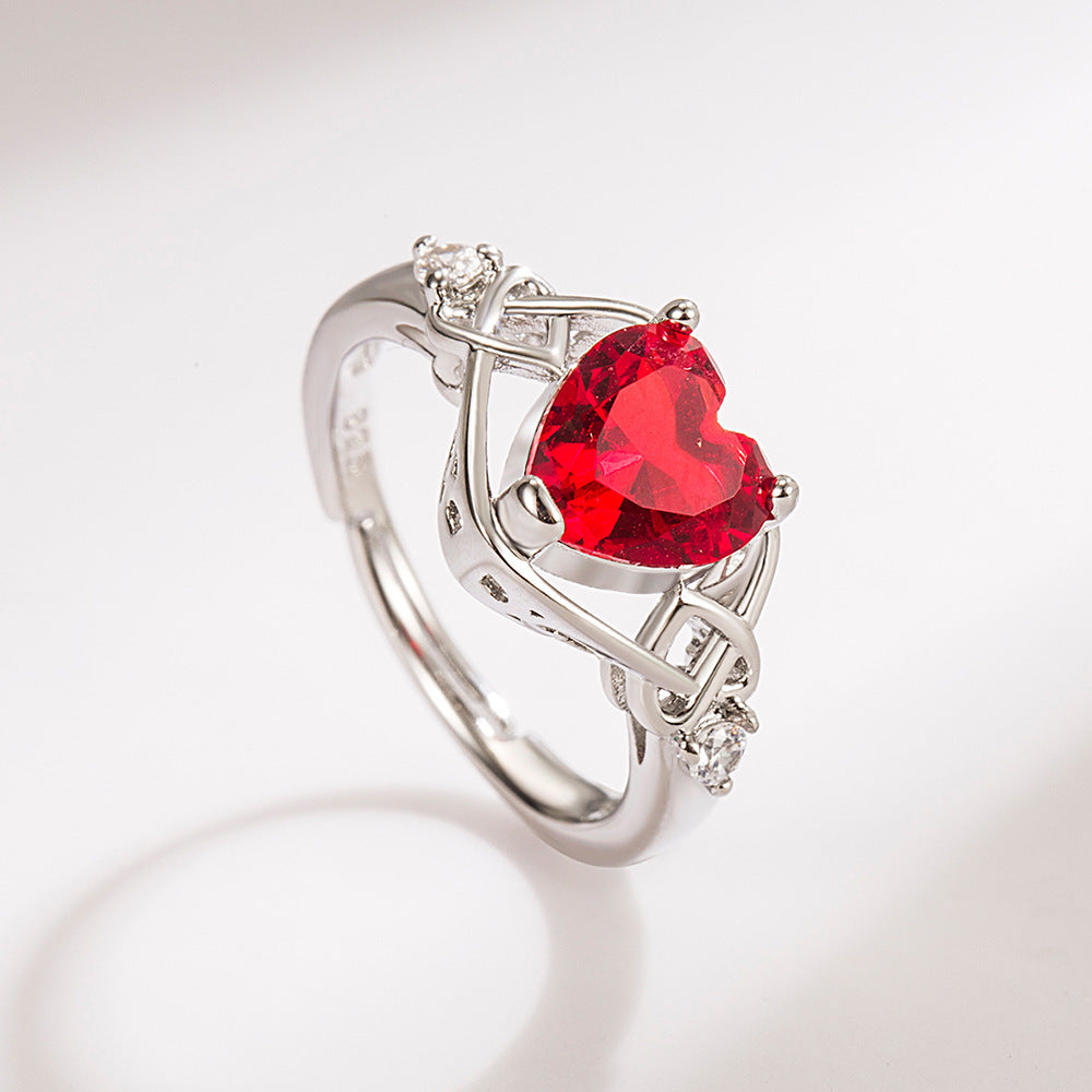 "My Passionate Heart" - Heart-shaped Imitation Ruby Jewelry Set