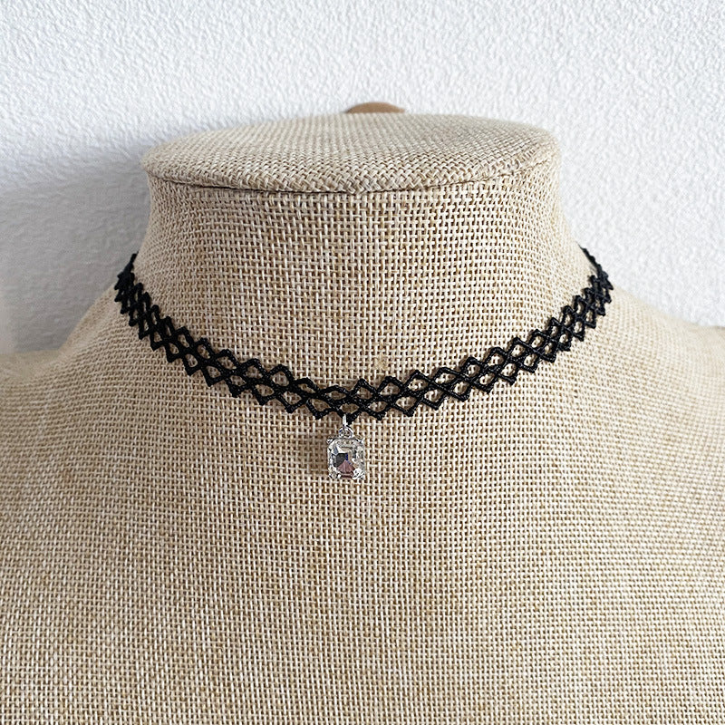 Black Beaded Alloy Collar Necklaces