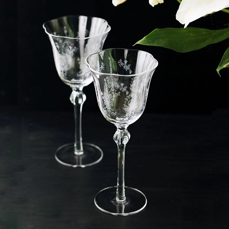 "Saint Garden" - Medieval Crystal Glass Etched Goblet