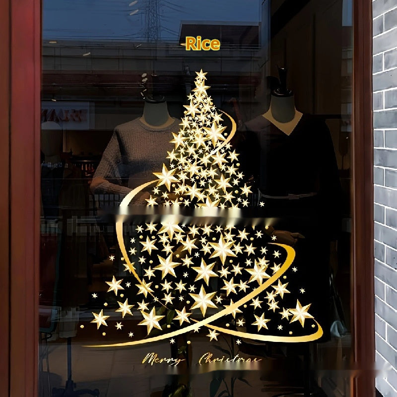Golden Snowflake Christmas Tree Sticker