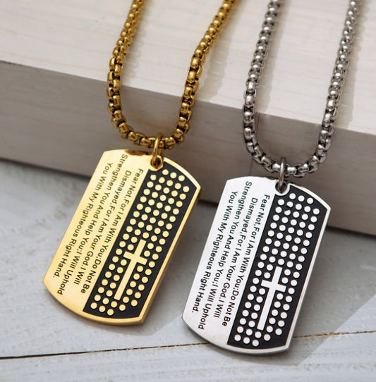 Scripture Cross Dog Tag Necklace