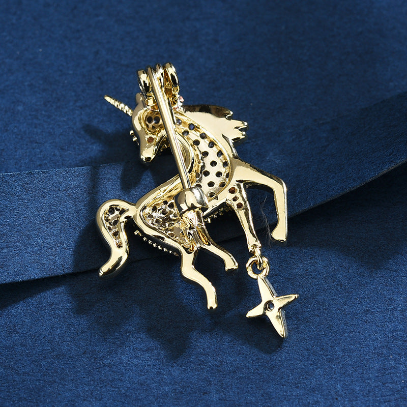 "Unique Unicorn" -  Diamond Brooch