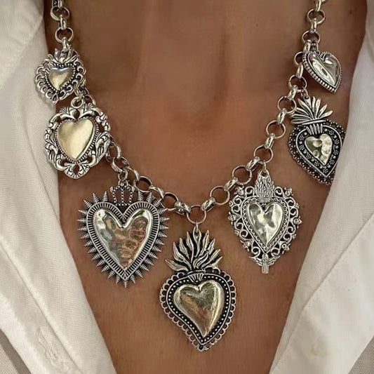 Vintage Religious Sacred Heart - Pendant Necklace