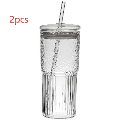 Glass Tumbler with Straw