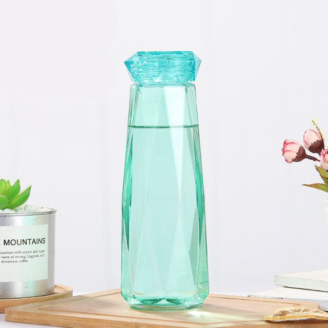 "Colorful Crystals"- BPA Free Glass Water Bottle (Perfect for Kids)