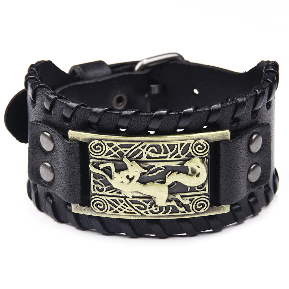 Leather Metal Extra Wide Bracelet