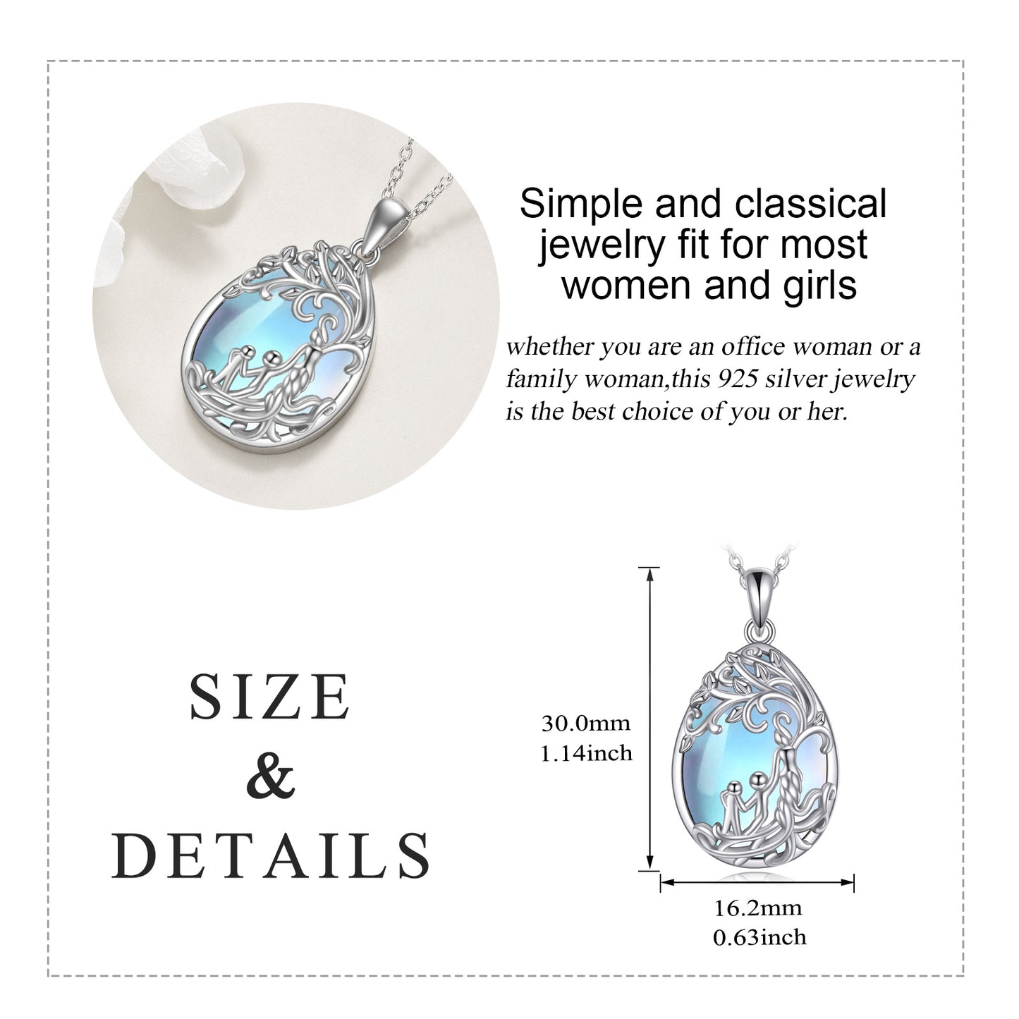 "Tree of Life" - Silver Moonstone Necklace