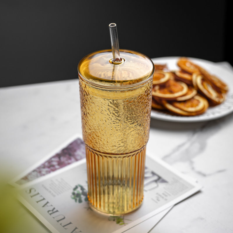 Glass Tumbler with Straw