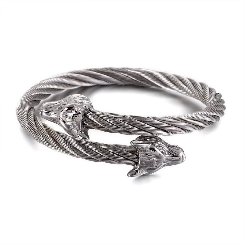 Weia Wolf Head Stainless Steel Bracelet