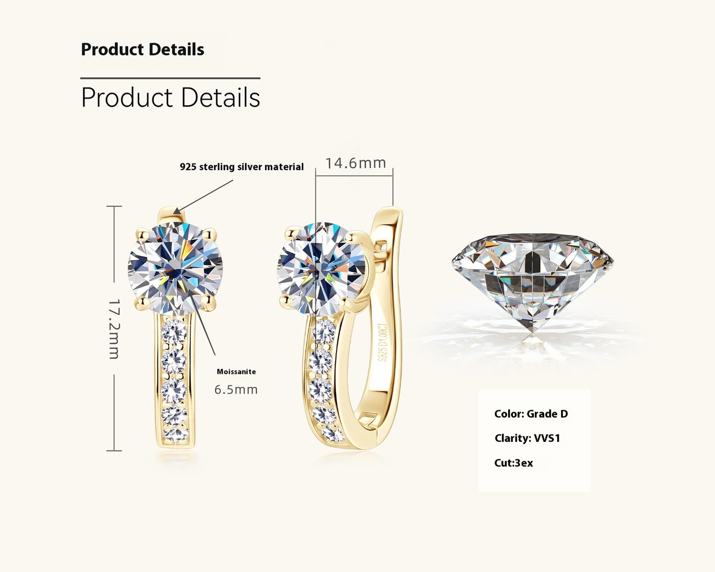 "So Sophisticated" - Moissanite U-shaped Earrings