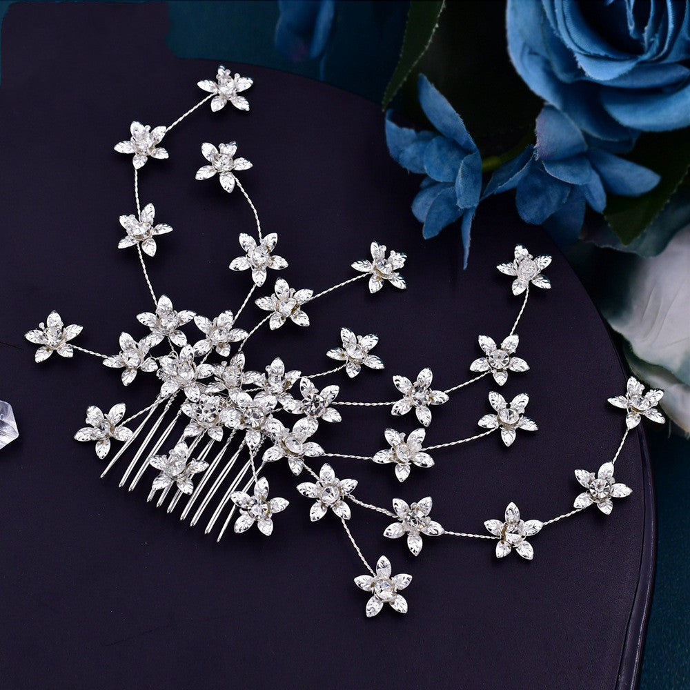 Handmade Bridal Floral Rhinestones Hair Comb Ornament