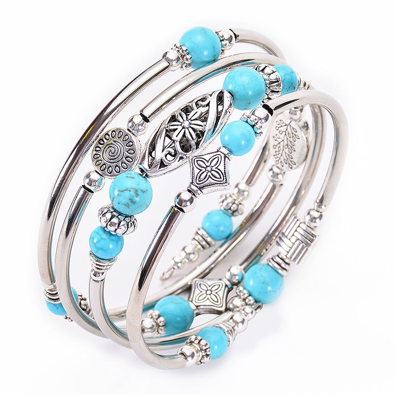 Handmade Natural Turquoise Winding Bracelet