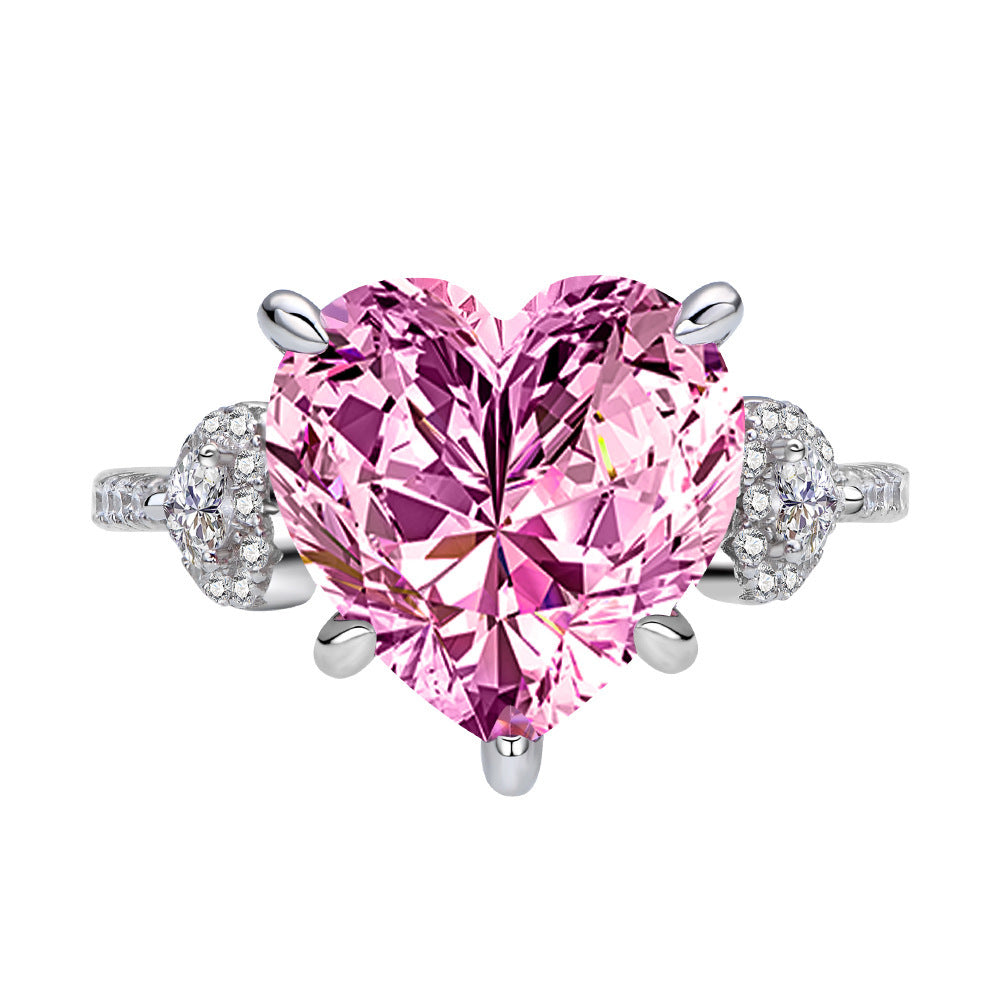 "Pretty as Can Be" - 12mm Inlaid Heart-shaped Diamond Ring
