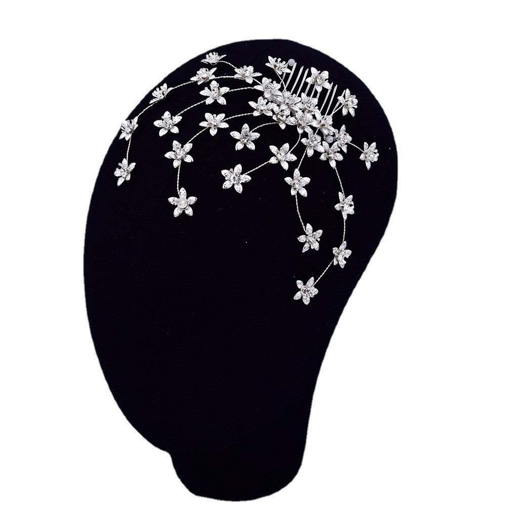 Handmade Bridal Floral Rhinestones Hair Comb Ornament