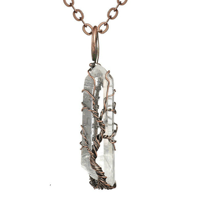 Natural Crystal Copper Wire Necklace For Women And Men