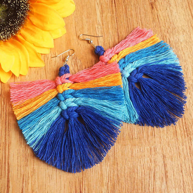 Hand-woven Colorful Tassel Earrings