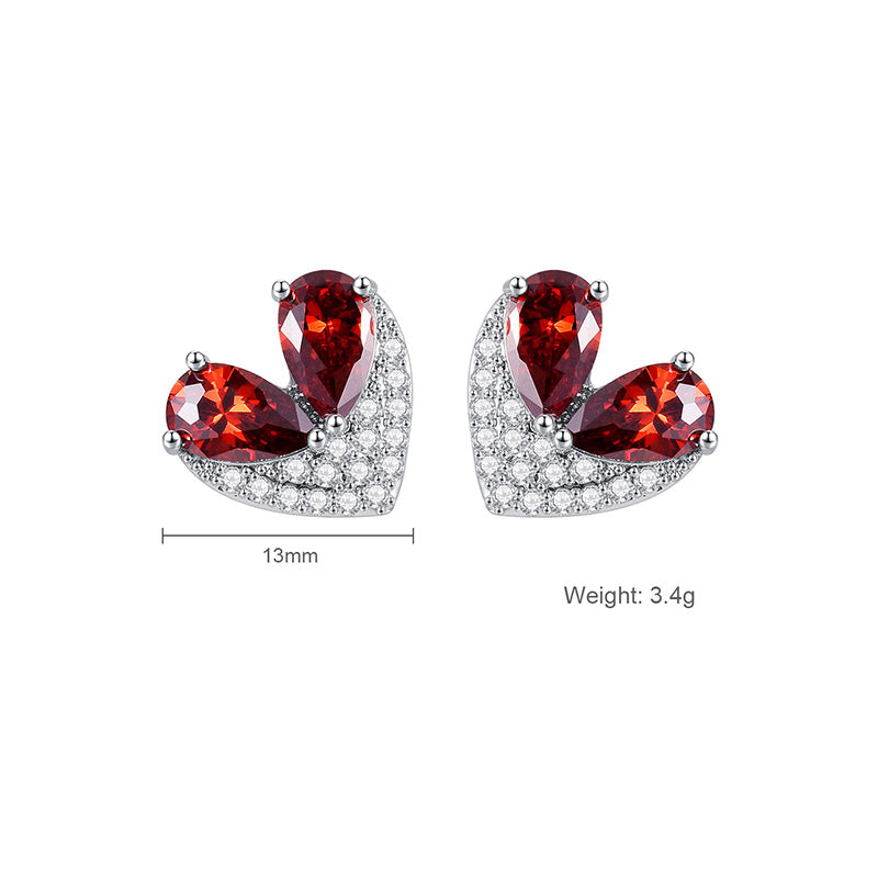 Lady Bug Heart Stud Earrings