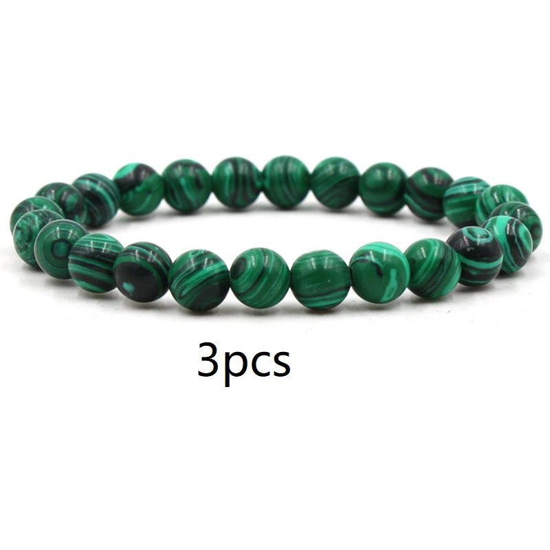Classic Black Matte Green Malachite Bracelets