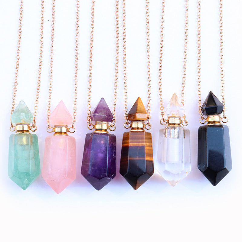 Natural Crystal Perfume Bottle Necklaces