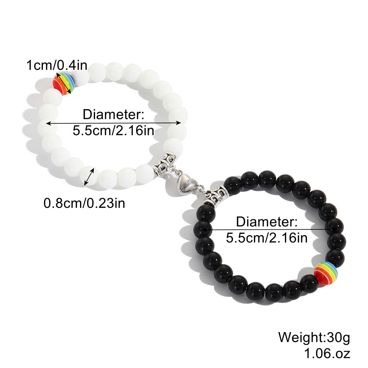 Beaded Pride Rainbow Bracelet Set