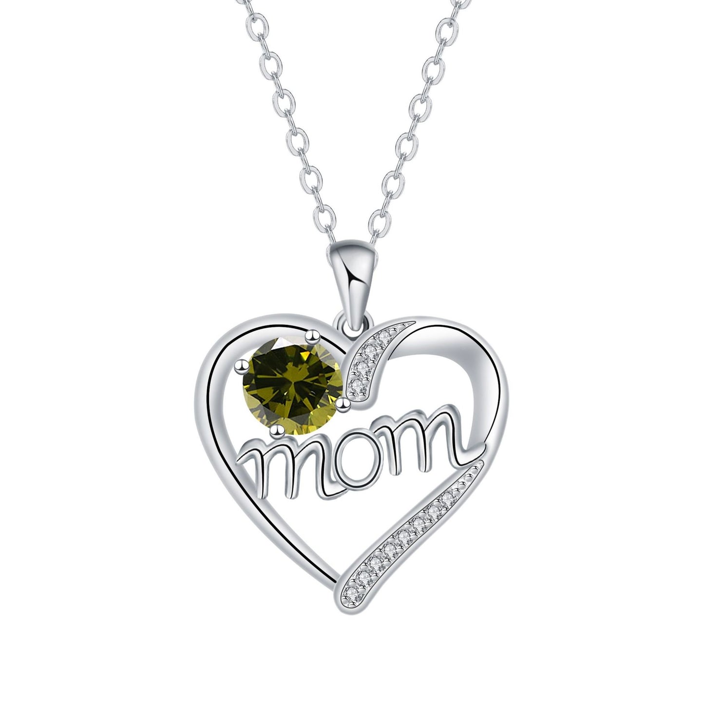 "MOM" - Heart-shaped Simulated Stone Necklaces