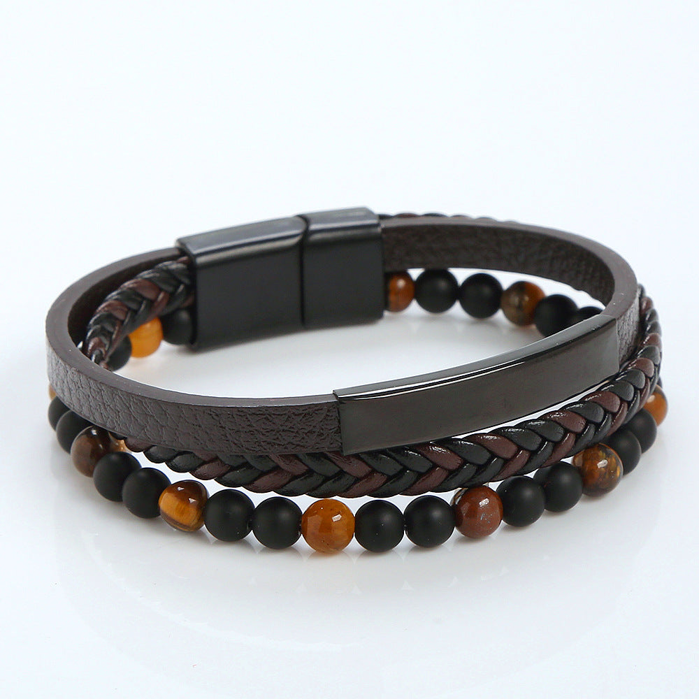 Beaded Magnetic Stainless Steel Buckle Bracelet