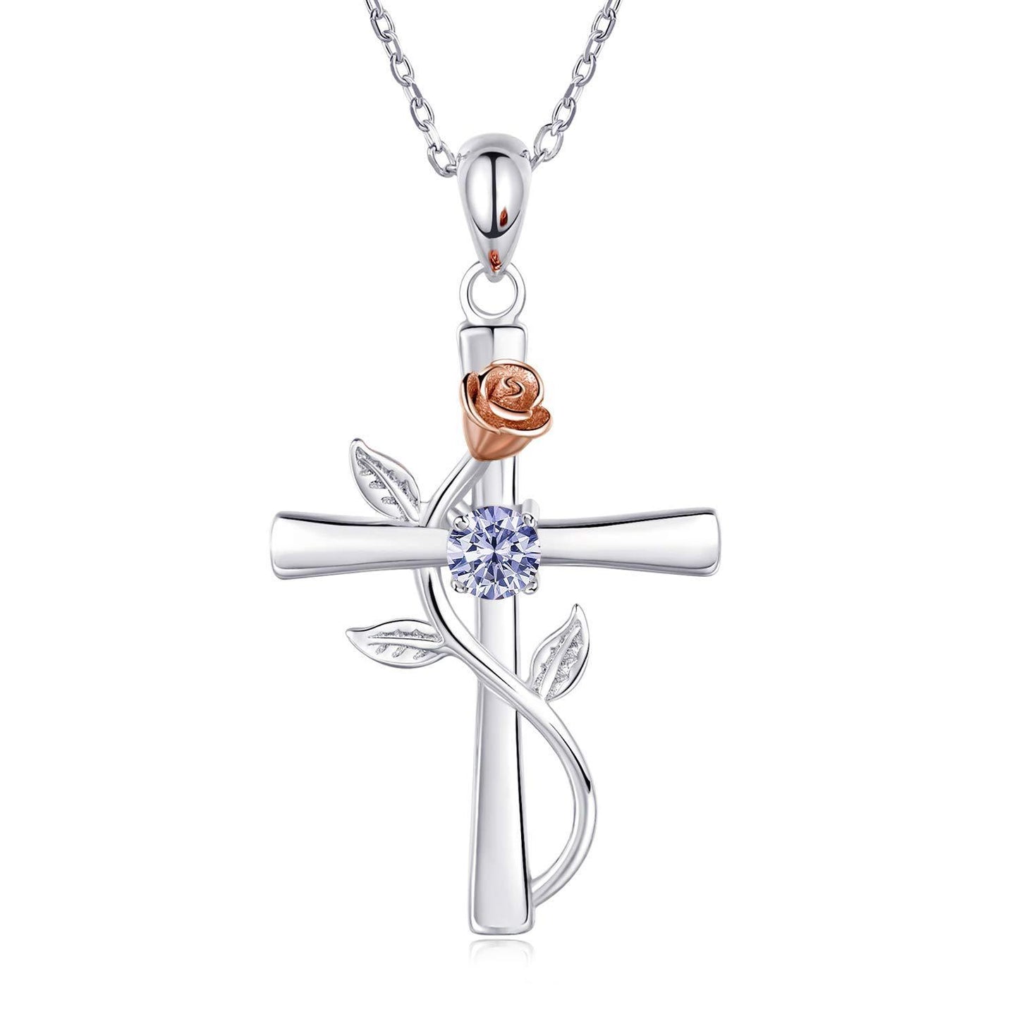 "Rose from the Cross" - Necklace (Birthstone)