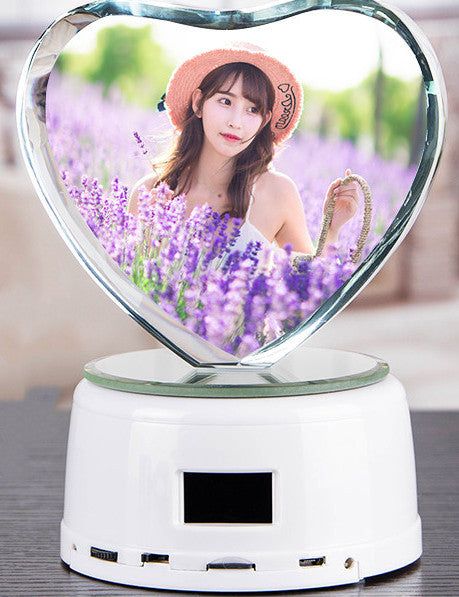"Personalized Crystal Photo Night Lamp" - 3D Color Changing/Rotating Bluetooth Music Player