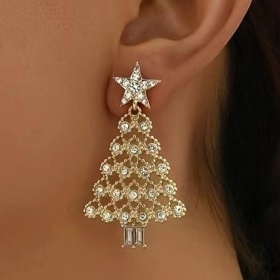 Holly Christmas Tree Earrings