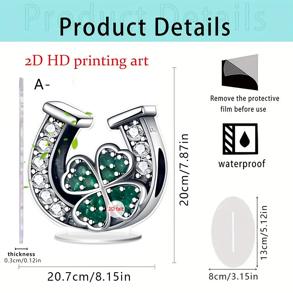 2D Acrylic Clover Horseshoe Figurine
