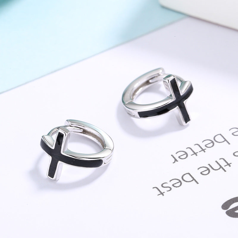 S92 Sterling Silver Cross Earrings