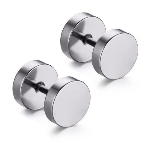 8MM Stainless Steel Barbell Earrings for Men and Women