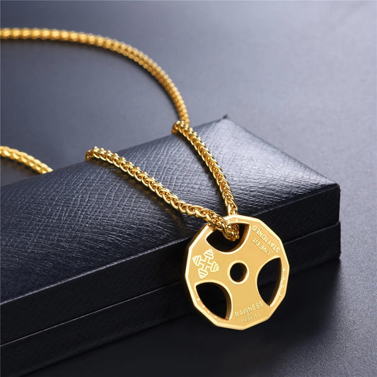 Stainless Steel Barbell Gym Necklace