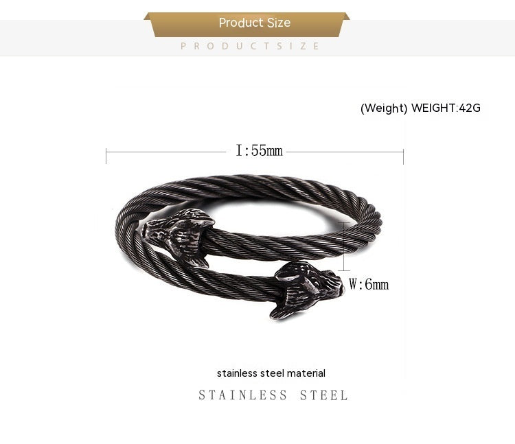 Weia Wolf Head Stainless Steel Bracelet