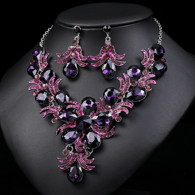 Diamond-Set Alloy Drop-Shaped Exaggerated Jewelry Necklace