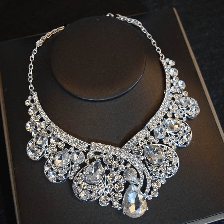 Crown Necklace and Earrings Three-piece Wedding Set
