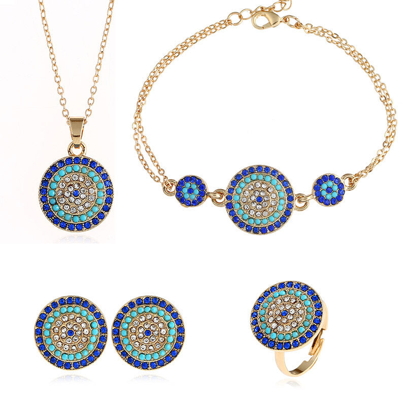 Evil Eye Four-piece Gold-plated Jewelry Set