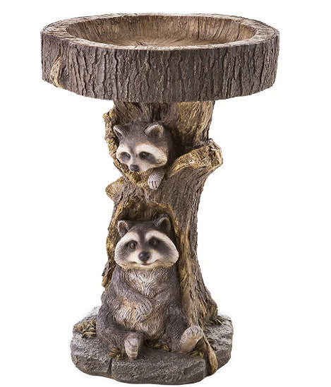 Handmade Raccoon Bird Bath for Garden