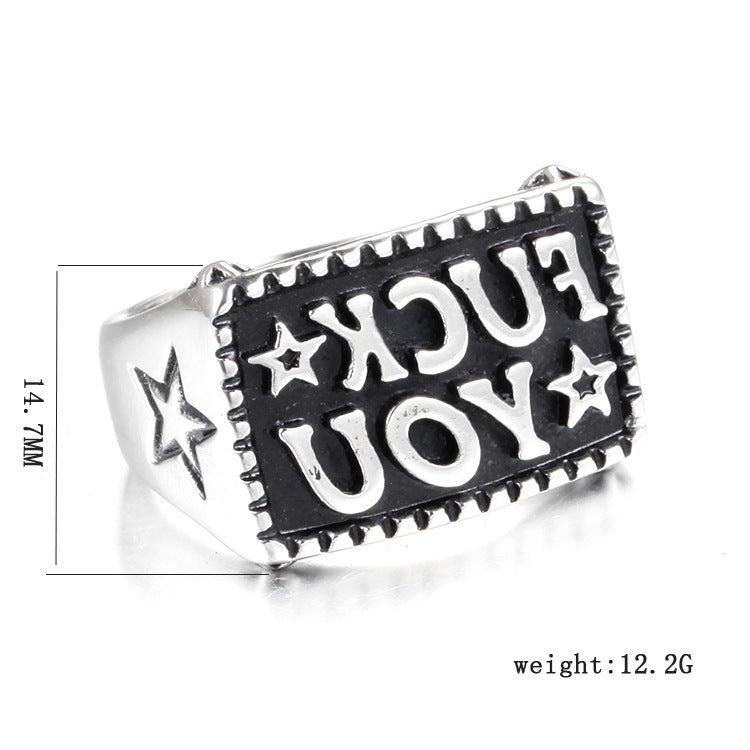 Metal F You Statement Rings