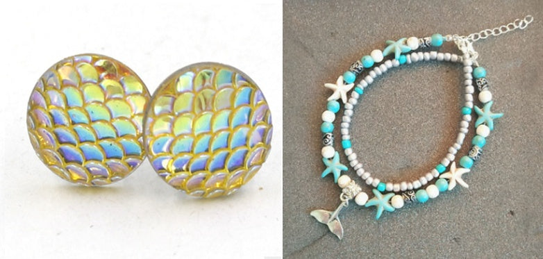 Mermaid Scales Earrings + Anklet