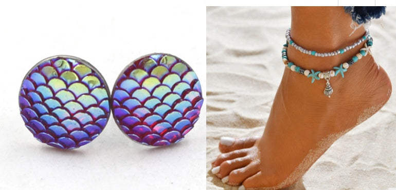 Mermaid Scales Earrings + Anklet