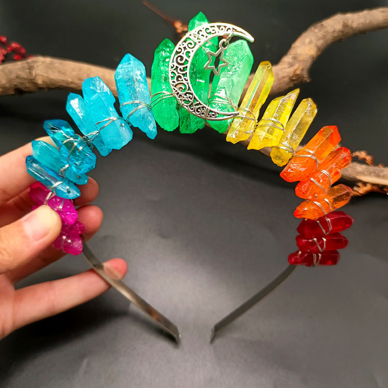 Rainbow Crystal Crown Hairband