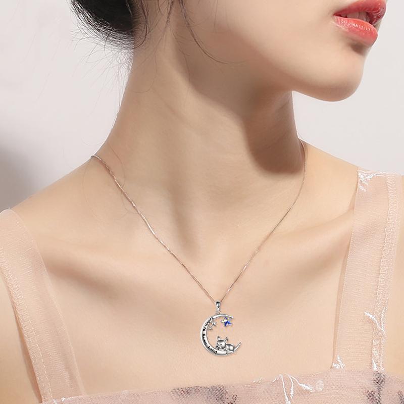 "Don't Hurry, Be Happy" - French Bulldog Moon Pendant Necklace