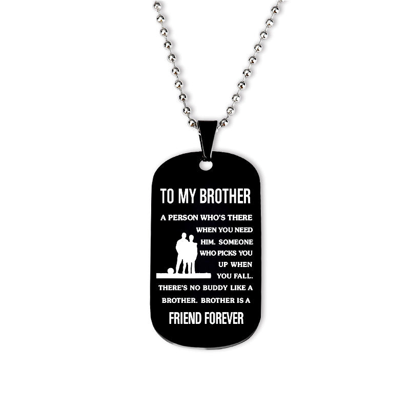 "To My Brother" - Stainless Steel Military Keychain and Necklace