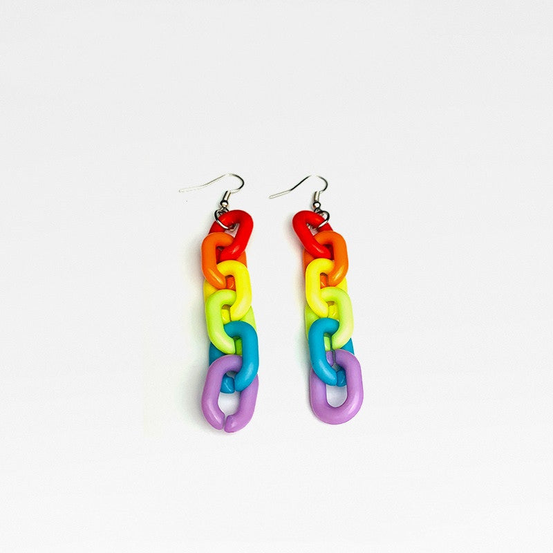Rainbow Link Dangle Earrings