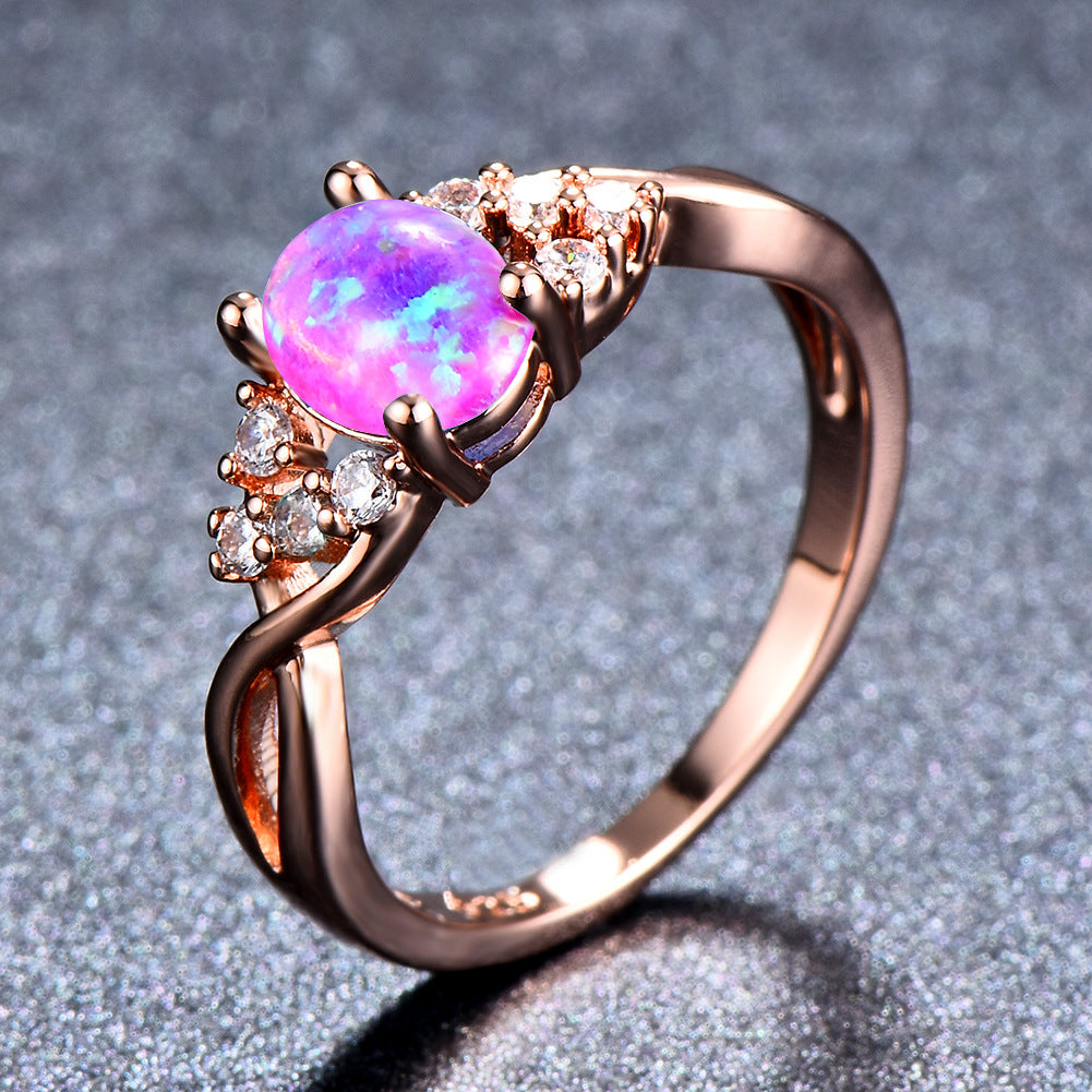 "Unique Elegance" - Copper Opal Diamond Ring