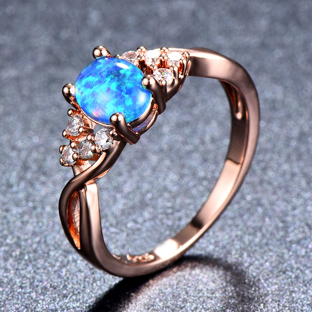 "Unique Elegance" - Copper Opal Diamond Ring